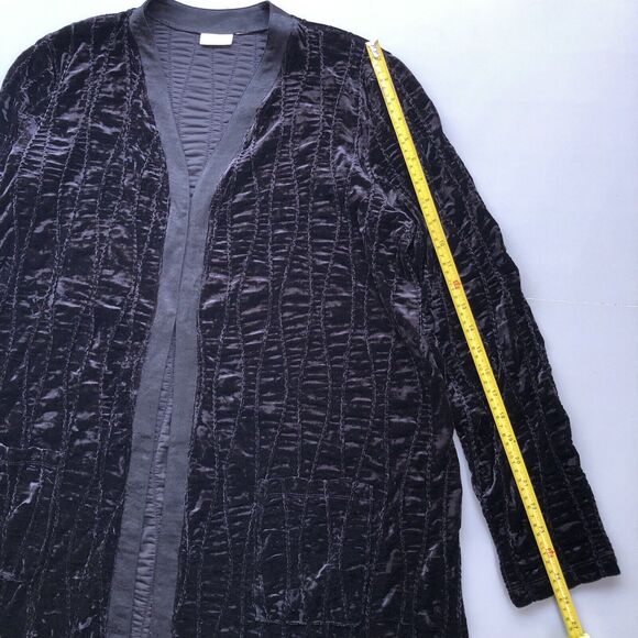 LOGO Lori Goldstein Duster Large Textured Velvet Cardigan Lagenlook Regencycore - Picture 11 of 14